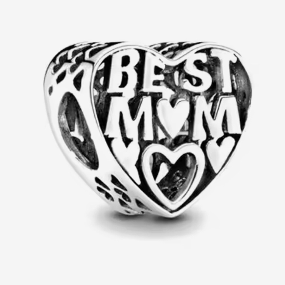 🌻 S925 Sterling Silver Heart Charm with Floral Design